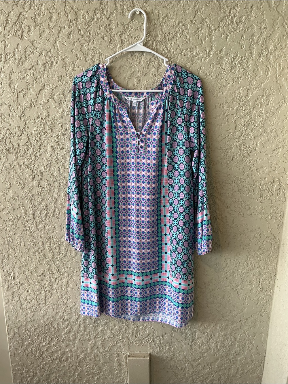 Southern Tide Purple and Teal Patterned Tunic Dress
